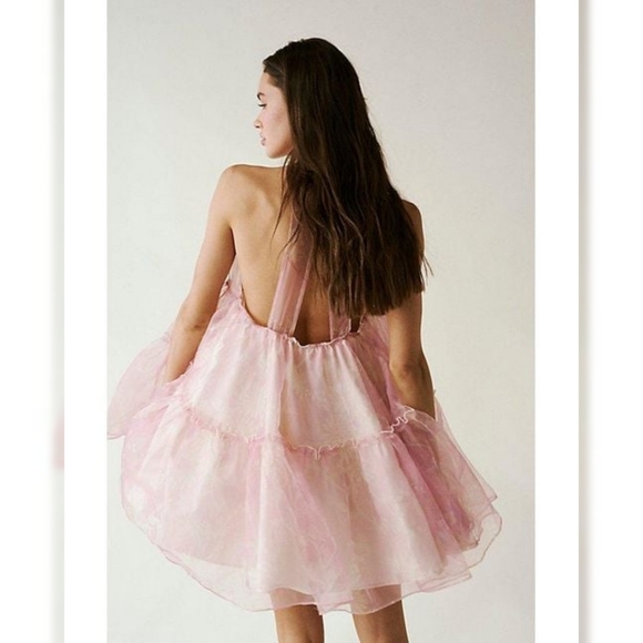 Free People Sweet Serenade Mini Dress Bubblegum Combo Pink Women's Size Medium - Picture 3 of 15